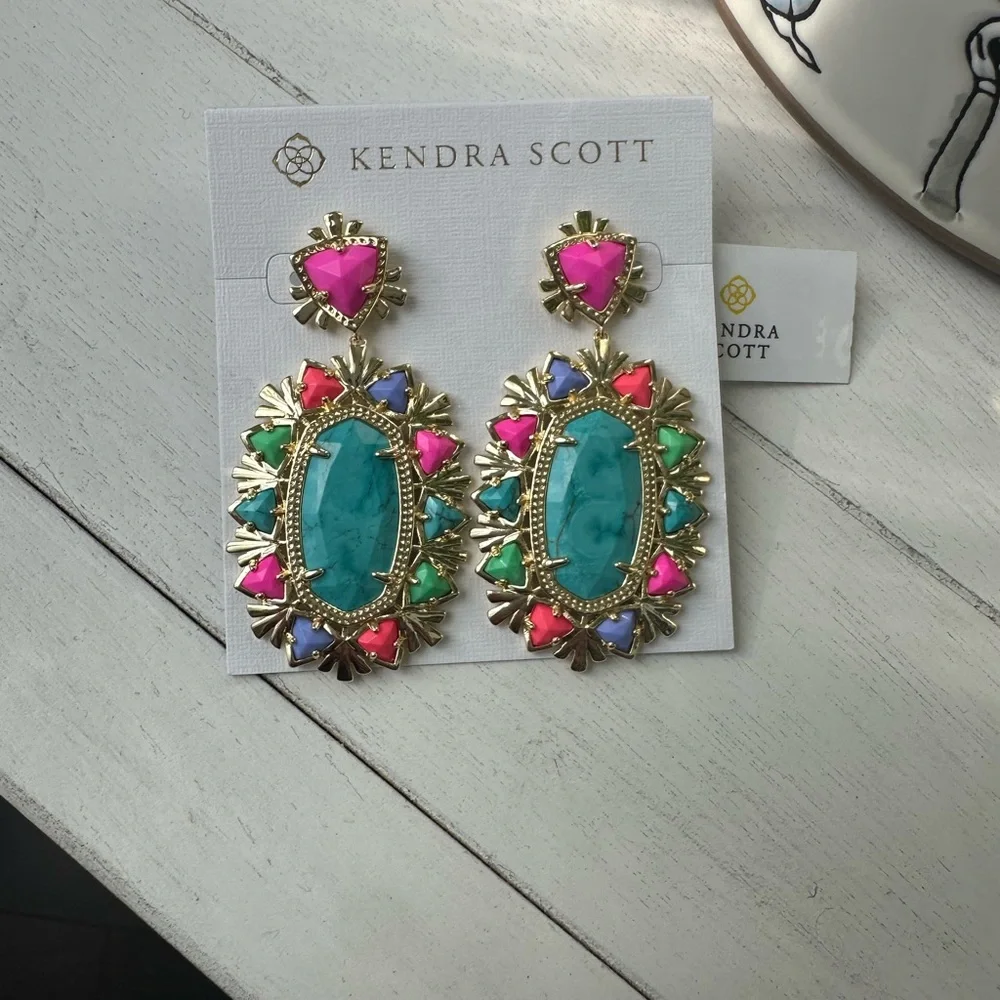 Kendra Scott FIESTA Havana Statement
Earrings Gold Colorful Limited Edition NWT - Picture 3 of 4